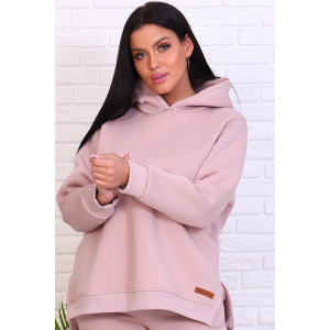 Толстовка женская №4485 футер 3-х нитка с начесом (последний размер) пудра 50,52,54