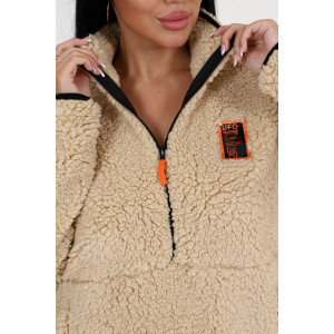 Толстовка женская №24779 шерпа (последний размер) коричневый 48