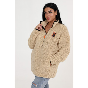Толстовка женская №24779 шерпа (последний размер) коричневый 48