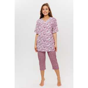 Пижама женская 1948 кулирка (последний размер) бордовый 52