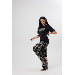 Костюм двойка женский М-948 "Камушки" кулирка (последний размер) черный 50