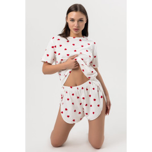 Пижама женская М-941 "Сердечки" кулирка (последний размер) 44