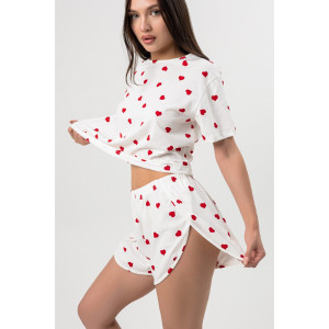 Пижама женская М-941 "Сердечки" кулирка (последний размер) 44