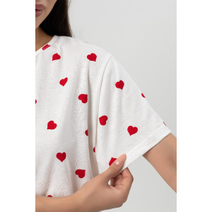 Пижама женская М-941 "Сердечки" кулирка (последний размер) 44