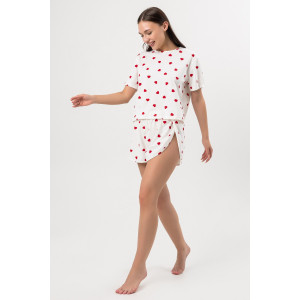 Пижама женская М-941 "Сердечки" кулирка (последний размер) 44