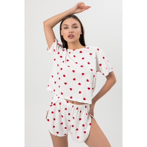 Пижама женская М-941 "Сердечки" кулирка (последний размер) 44