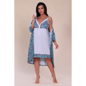 Пеньюар двойка женский 919 "Пуговки" кулирка (последний размер) ментол 46