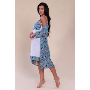 Пеньюар двойка женский 919 "Пуговки" кулирка (последний размер) ментол 46