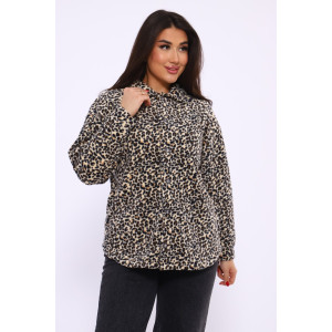 Рубашка женская "Оверсайз" М395 флис (последний размер) бежевый леопард 48 Рубашка женская "Оверсайз" М395 флис (последний размер) бежевый леопард 48