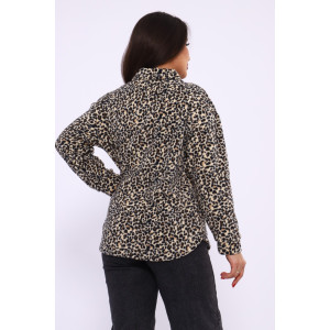 Рубашка женская "Оверсайз" М395 флис (последний размер) бежевый леопард 48 Рубашка женская "Оверсайз" М395 флис (последний размер) бежевый леопард 48