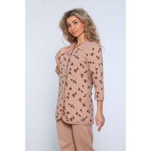 Пижама женская М337 "Уют" футер (последний размер) какао 46