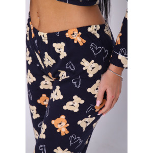 Пижама женская "Барбара" М316 кулирка (последний размер) мишки на синем 44,48