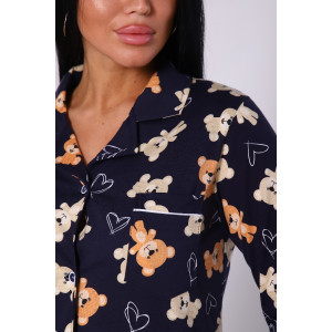 Пижама женская "Барбара" М316 кулирка (последний размер) мишки на синем 44,48