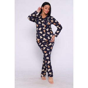 Пижама женская "Барбара" М316 кулирка (последний размер) мишки на синем 44,48