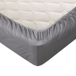 Простыня на резинке сатин "Гламур" графит (последний размер) 180х200