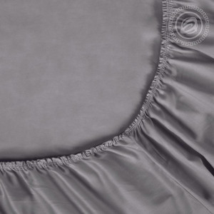 Простыня на резинке сатин "Гламур" графит (последний размер) 180х200