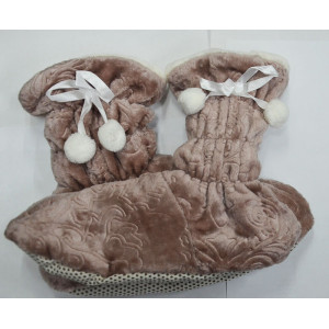 Сапожки домашние с бомбошками С-152 велсофт (последний размер) капучино 41-42 Сапожки домашние с бомбошками С-152 велсофт (последний размер) капучино 41-42