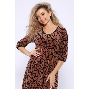 Халат женский №36840 велюр (последний размер) коричневый 54,58