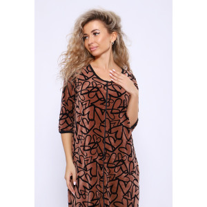 Халат женский №36840 велюр (последний размер) коричневый 54,58