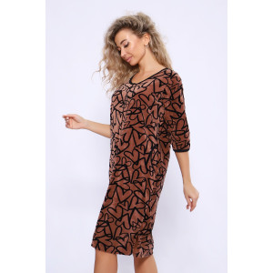 Халат женский №36840 велюр (последний размер) коричневый 54,58