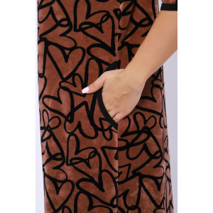 Халат женский №36840 велюр (последний размер) коричневый 54,58