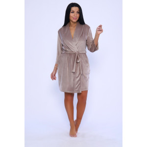 Халат женский №71094 велюр (последний размер) бежевый 52,54