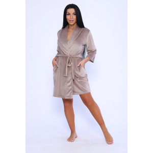 Халат женский №71094 велюр (последний размер) бежевый 52,54