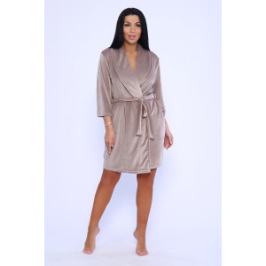 Халат женский №71094 велюр (последний размер) бежевый 52,54
