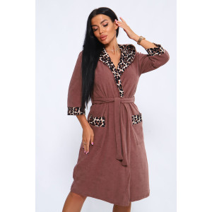 Халат женский №208 махра (последний размер) молочный шоколад 56