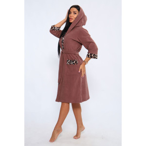 Халат женский №208 махра (последний размер) молочный шоколад 56
