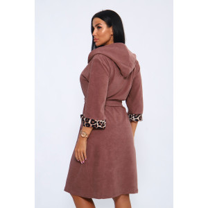 Халат женский №208 махра (последний размер) молочный шоколад 56