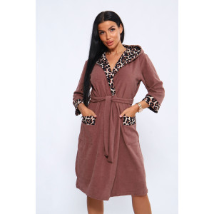 Халат женский №208 махра (последний размер) молочный шоколад 56