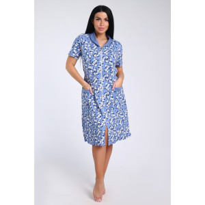 Халат женский №35328 кулирка (последний размер) цветочки на голубом 56 Халат женский №35328 кулирка (последний размер) цветочки на голубом 56