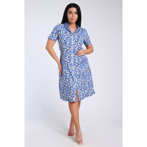 Халат женский №35328 кулирка (последний размер) цветочки на голубом 56 Халат женский №35328 кулирка (последний размер) цветочки на голубом 56