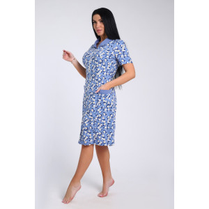 Халат женский №35328 кулирка (последний размер) цветочки на голубом 56 Халат женский №35328 кулирка (последний размер) цветочки на голубом 56