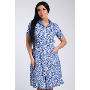 Халат женский №35328 кулирка (последний размер) цветочки на голубом 56 Халат женский №35328 кулирка (последний размер) цветочки на голубом 56