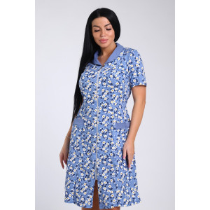 Халат женский №35328 кулирка (последний размер) цветочки на голубом 56 Халат женский №35328 кулирка (последний размер) цветочки на голубом 56