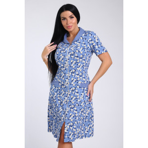 Халат женский №35328 кулирка (последний размер) цветочки на голубом 56 Халат женский №35328 кулирка (последний размер) цветочки на голубом 56