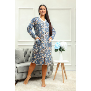 Халат женский №010 футер 2-х нитка (последний размер) синий 48 Халат женский №010 футер 2-х нитка (последний размер) синий 48