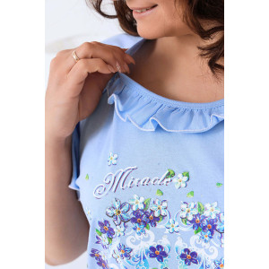 Пижама женская №21569 кулирка (последний размер) голубой 50