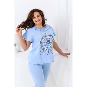 Пижама женская №21569 кулирка (последний размер) голубой 50