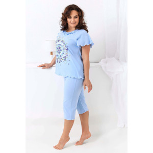 Пижама женская №21569 кулирка (последний размер) голубой 50