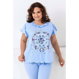 Пижама женская №21569 кулирка (последний размер) голубой 50