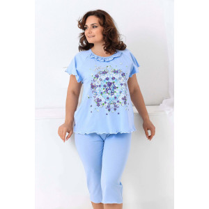 Пижама женская №21569 кулирка (последний размер) голубой 50