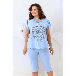 Пижама женская №21569 кулирка (последний размер) голубой 50