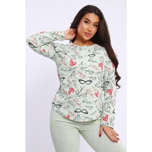 Костюм двойка женский №24276 кулирка (последний размер) светло-зеленый 52