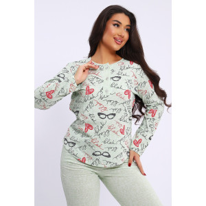 Костюм двойка женский №24276 кулирка (последний размер) светло-зеленый 52