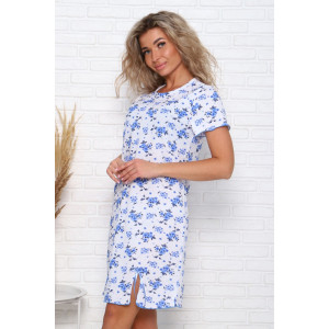 Сорочка женская №33601 кулирка (последний размер) белый-василек 56