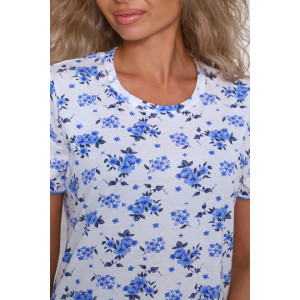 Сорочка женская №33601 кулирка (последний размер) белый-василек 56