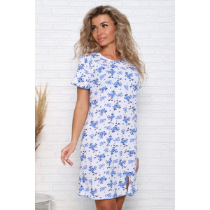 Сорочка женская №33601 кулирка (последний размер) белый-василек 56